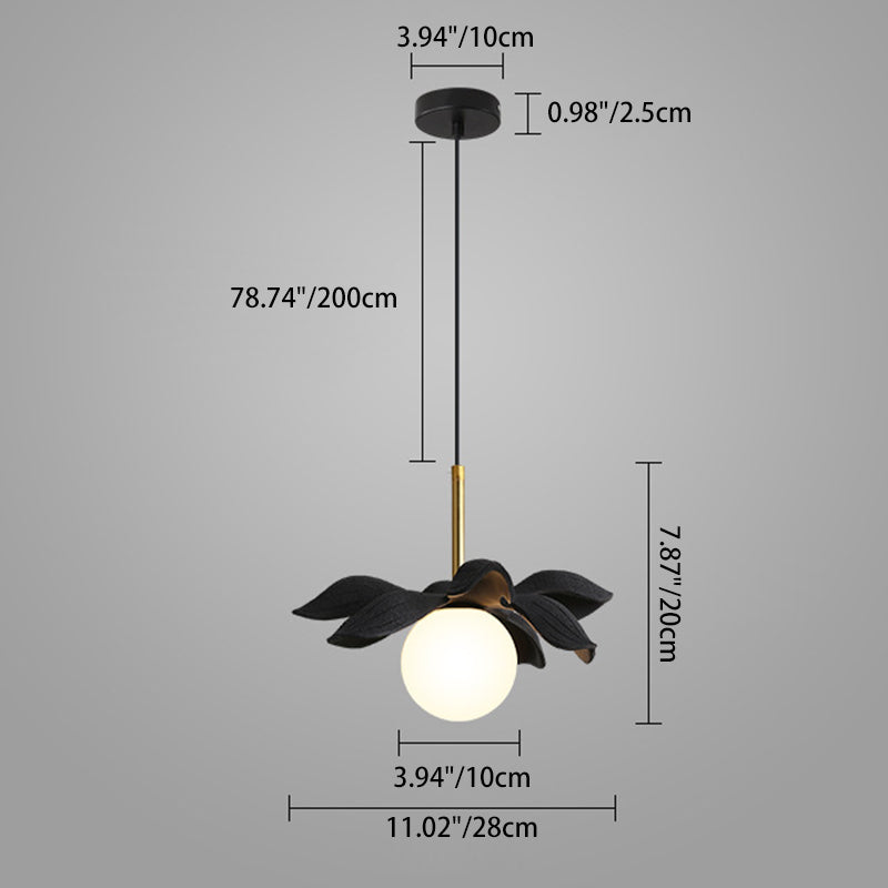 Contemporary Scandinavian Lotus Petals Resin Orb Glass 1 - Light Pendant Light For Dining Room