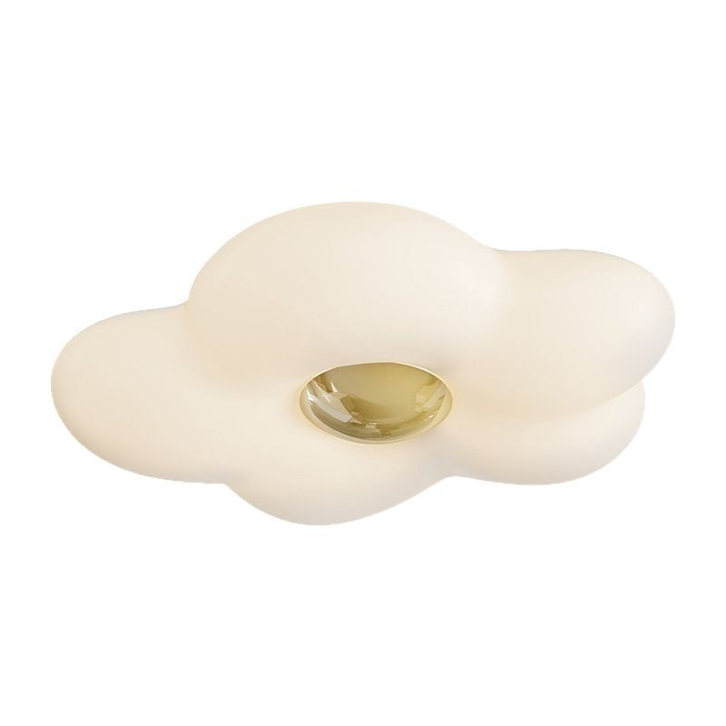 Contemporary Nordic Cream Flower Iron Roto-molding LED Flush Mount Ceiling Light For Bedroom