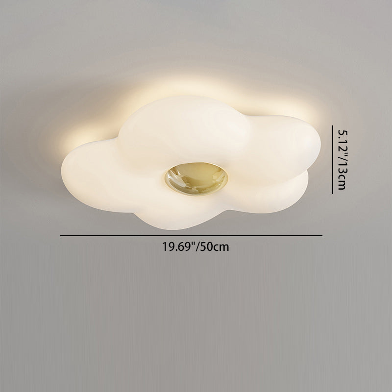 Contemporary Nordic Cream Flower Iron Roto-molding LED Flush Mount Ceiling Light For Bedroom