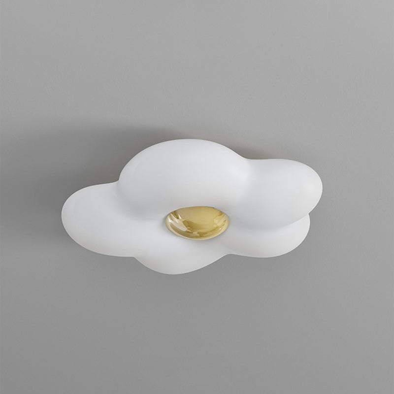 Contemporary Nordic Cream Flower Iron Roto-molding LED Flush Mount Ceiling Light For Bedroom