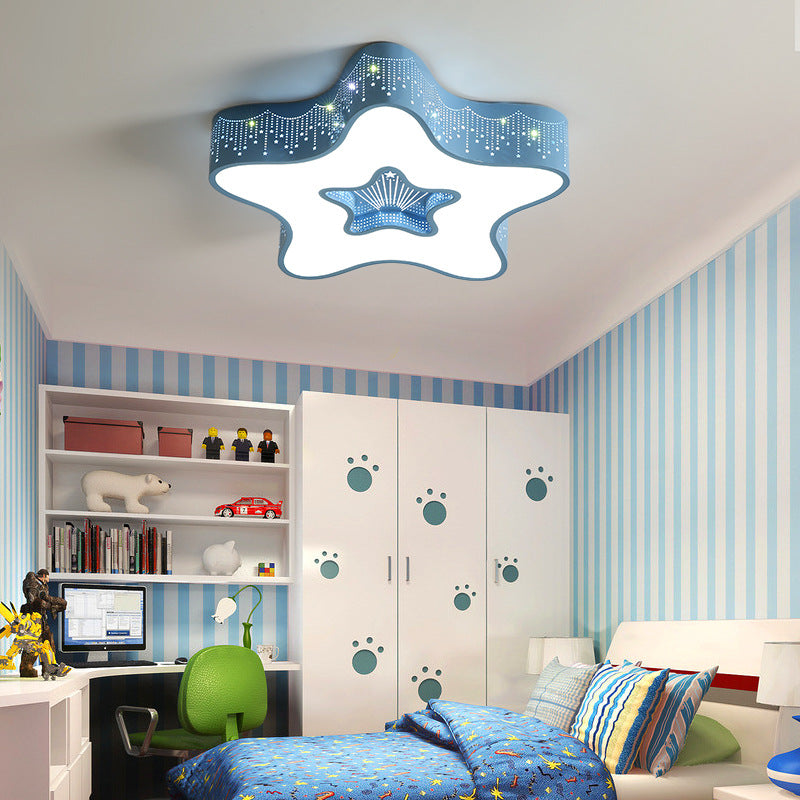 Contemporary Creative Pentagram Iron Acrylic LED Flush Mount Ceiling Light For Bedroom