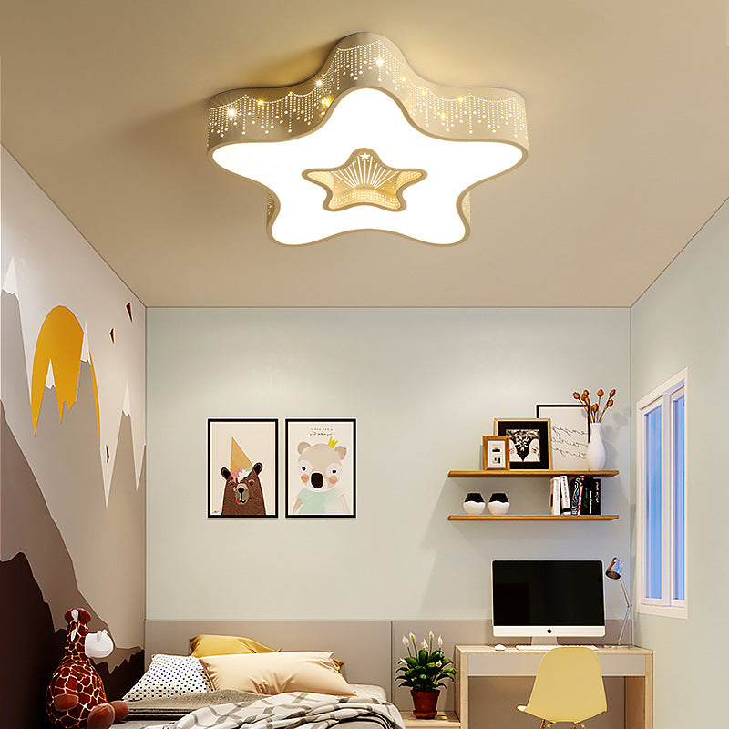 Contemporary Creative Pentagram Iron Acrylic LED Flush Mount Ceiling Light For Bedroom
