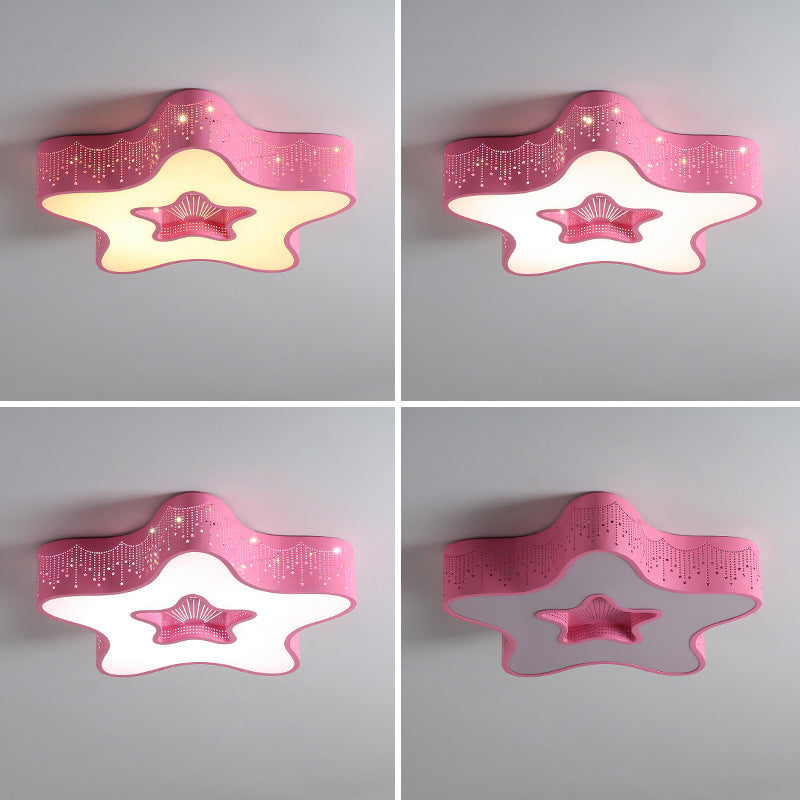 Contemporary Creative Pentagram Iron Acrylic LED Flush Mount Ceiling Light For Bedroom