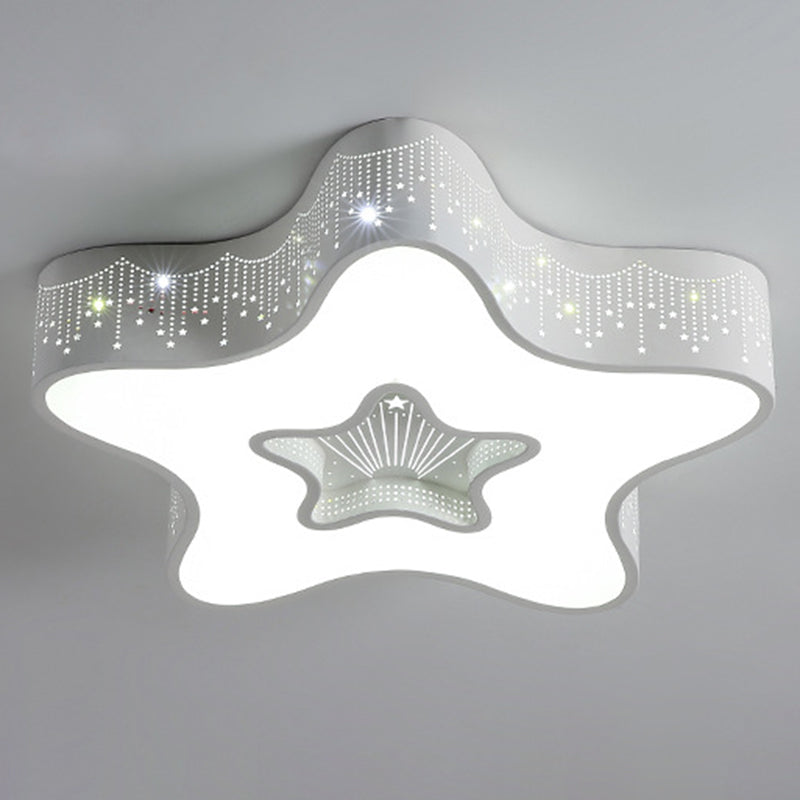 Contemporary Creative Pentagram Iron Acrylic LED Flush Mount Ceiling Light For Bedroom