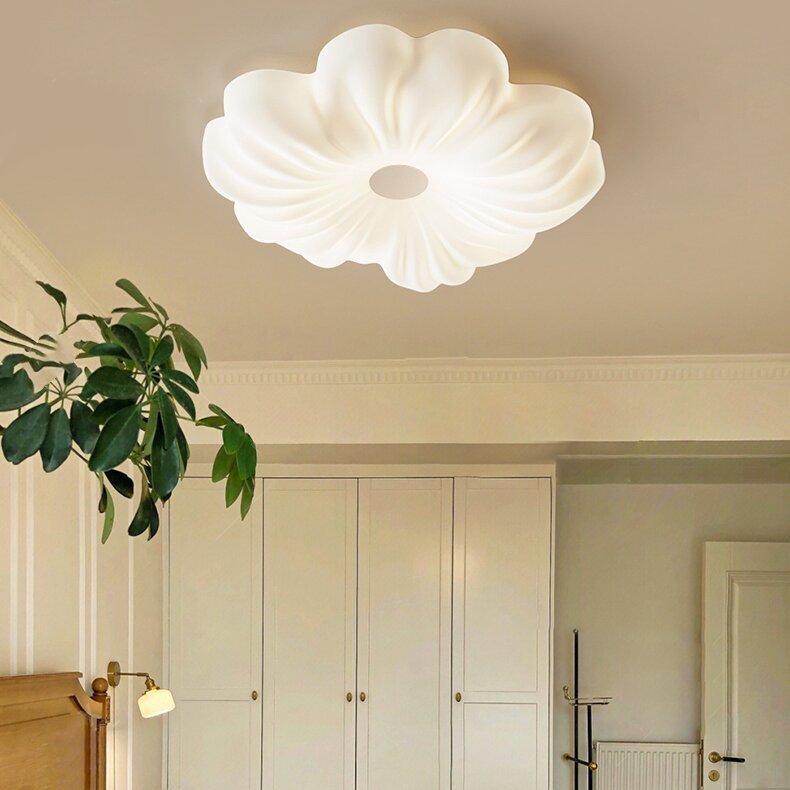 Contemporary Nordic Flower Iron PE LED Flush Mount Ceiling Light For Bedroom