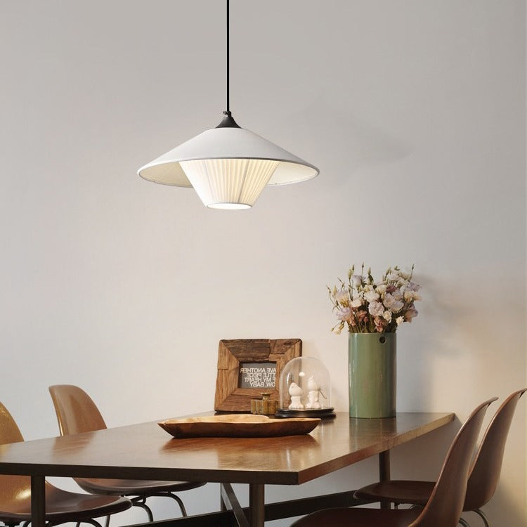 Traditional Japanese Dome Umbrella Copper Leather 1 - Light Pendant Light For Dining Room