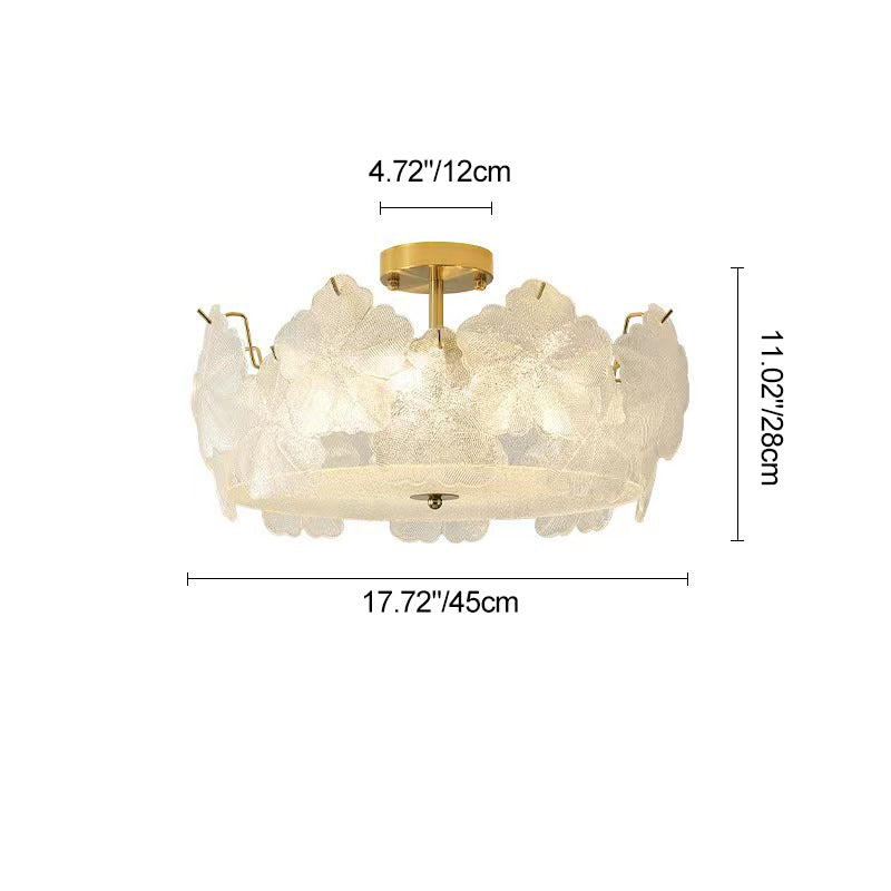 Traditional French Snowflake Glass Iron 5/8 - Light Semi-Flush Mount Ceiling Light For Living Room