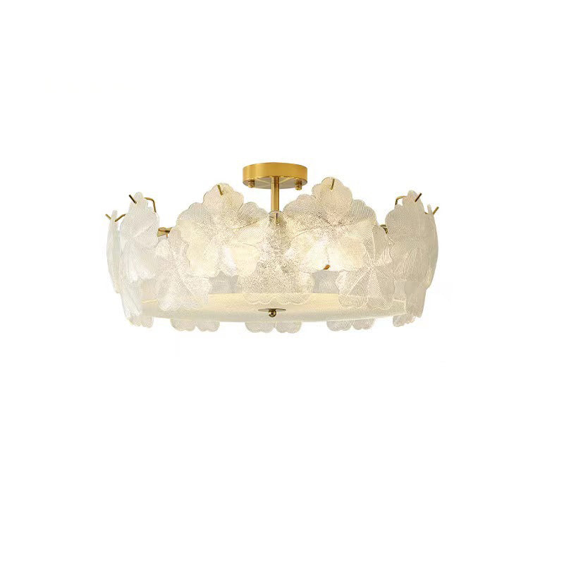 Traditional French Snowflake Glass Iron 5/8 - Light Semi-Flush Mount Ceiling Light For Living Room