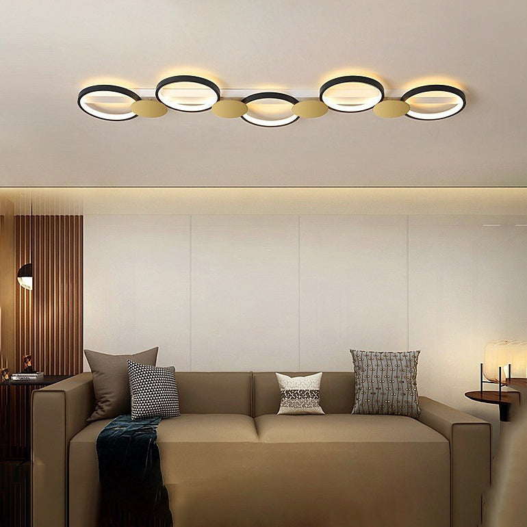Contemporary Scandinavian Round Ring Iron Acrylic LED Semi-Flush Mount Ceiling Light For Living Room