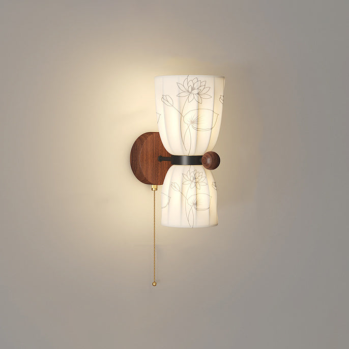 Traditional French Semicircular Flower Print Iron Fabric 1/2 - Light Wall Sconce Lamp For Bedroom