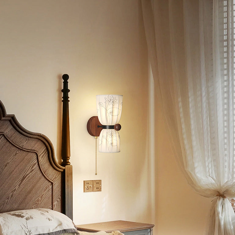 Traditional French Semicircular Flower Print Iron Fabric 1/2 - Light Wall Sconce Lamp For Bedroom