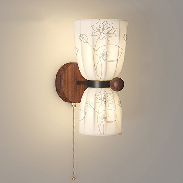 Traditional French Semicircular Flower Print Iron Fabric 1/2 - Light Wall Sconce Lamp For Bedroom