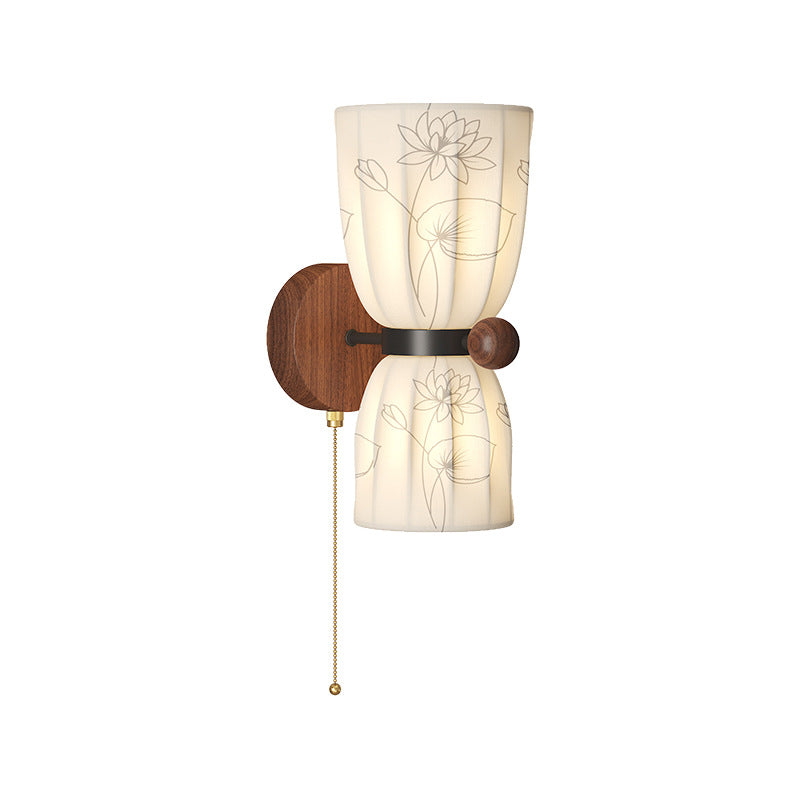 Traditional French Semicircular Flower Print Iron Fabric 1/2 - Light Wall Sconce Lamp For Bedroom