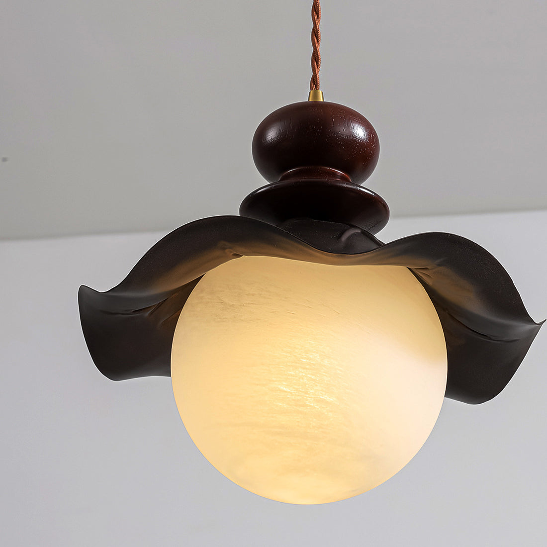 Traditional French Corrugated Edge Orb Iron Glass 1 - Light Pendant Light For Bedroom