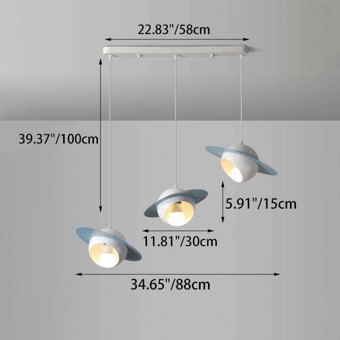 Contemporary Nordic UFO Shape Iron Aluminum 3 - Light Chandelier For Dining Room