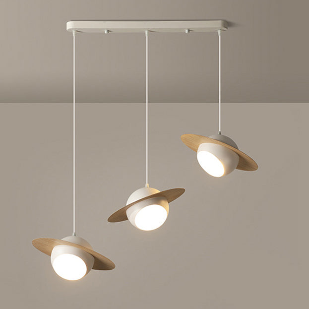 Contemporary Nordic UFO Shape Iron Aluminum 3 - Light Chandelier For Dining Room