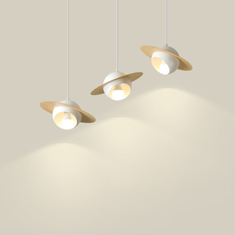 Contemporary Nordic UFO Shape Iron Aluminum 3 - Light Chandelier For Dining Room