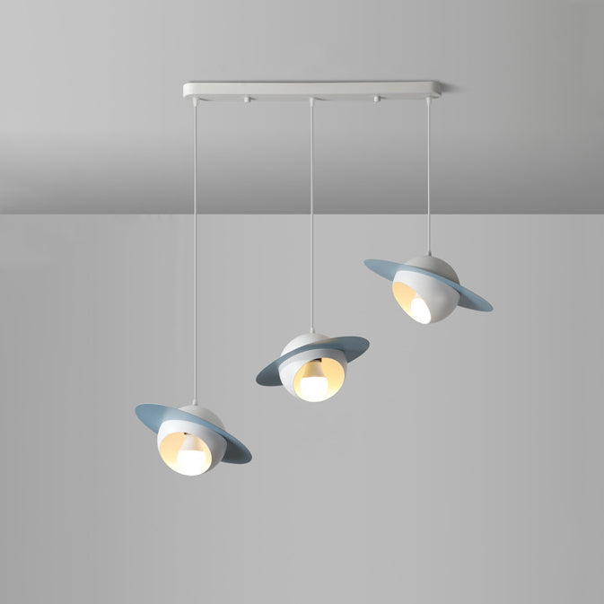 Contemporary Nordic UFO Shape Iron Aluminum 3 - Light Chandelier For Dining Room