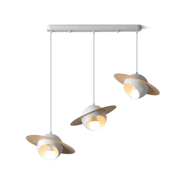 Contemporary Nordic UFO Shape Iron Aluminum 3 - Light Chandelier For Dining Room