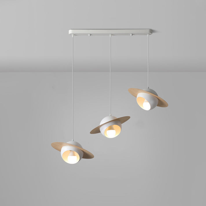 Contemporary Nordic UFO Shape Iron Aluminum 3 - Light Chandelier For Dining Room