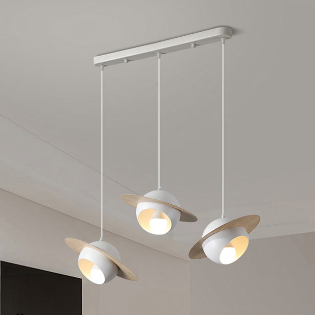 Contemporary Nordic UFO Shape Iron Aluminum 3 - Light Chandelier For Dining Room