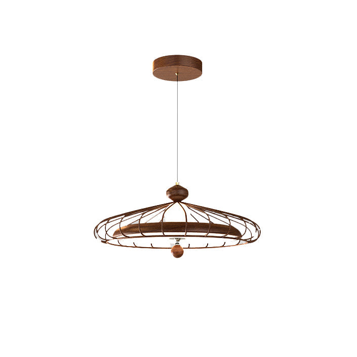 Traditional French Round Grille Iron Acrylic LED Chandelier For Dining Room