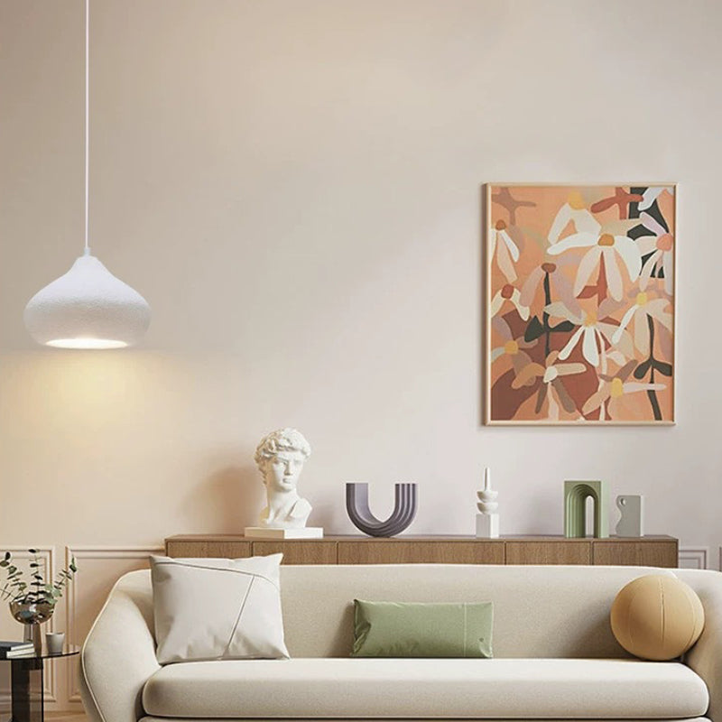 Contemporary Scandinavian Semicircular Water Drop Full Polystyrene 1 - Light Pendant Light For Dining Room
