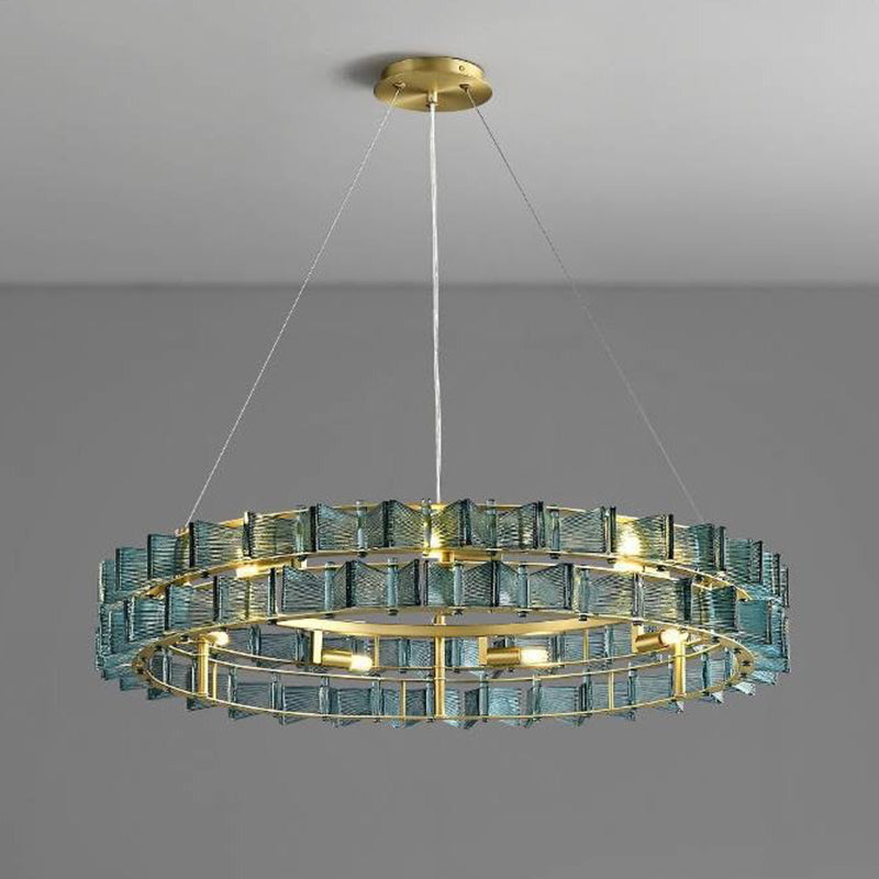 Modern Luxury Round Glass Iron 6/9/12 - Light Chandelier For Dining Room