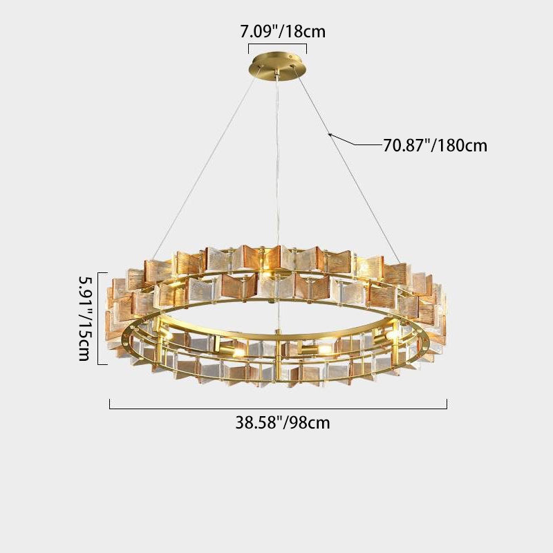 Modern Luxury Round Glass Iron 6/9/12 - Light Chandelier For Dining Room