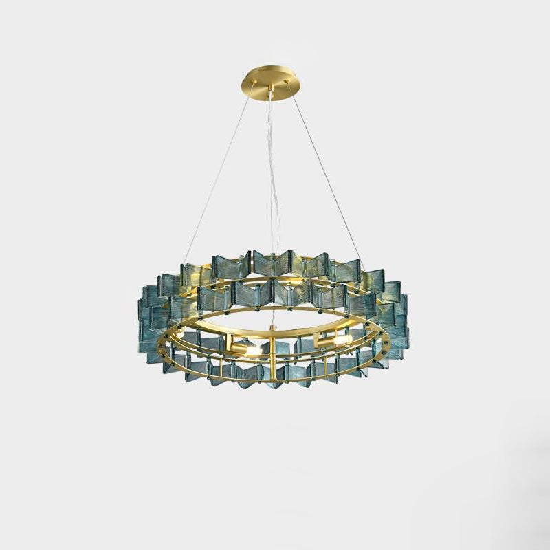 Modern Luxury Round Glass Iron 6/9/12 - Light Chandelier For Dining Room
