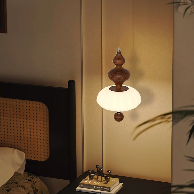 مصباح LED معاصر بتصميم ريترو من الحديد والزجاج والخشب الصلب لغرفة النوم