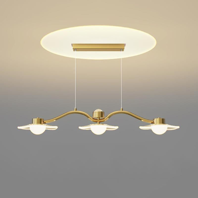 Modern Luxury Disc Starry Sky Hardware Acrylic Iron LED Chandelier Island Light For Dining Room