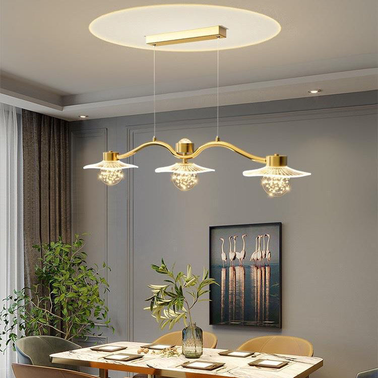Modern Luxury Disc Starry Sky Hardware Acrylic Iron LED Chandelier Island Light For Dining Room