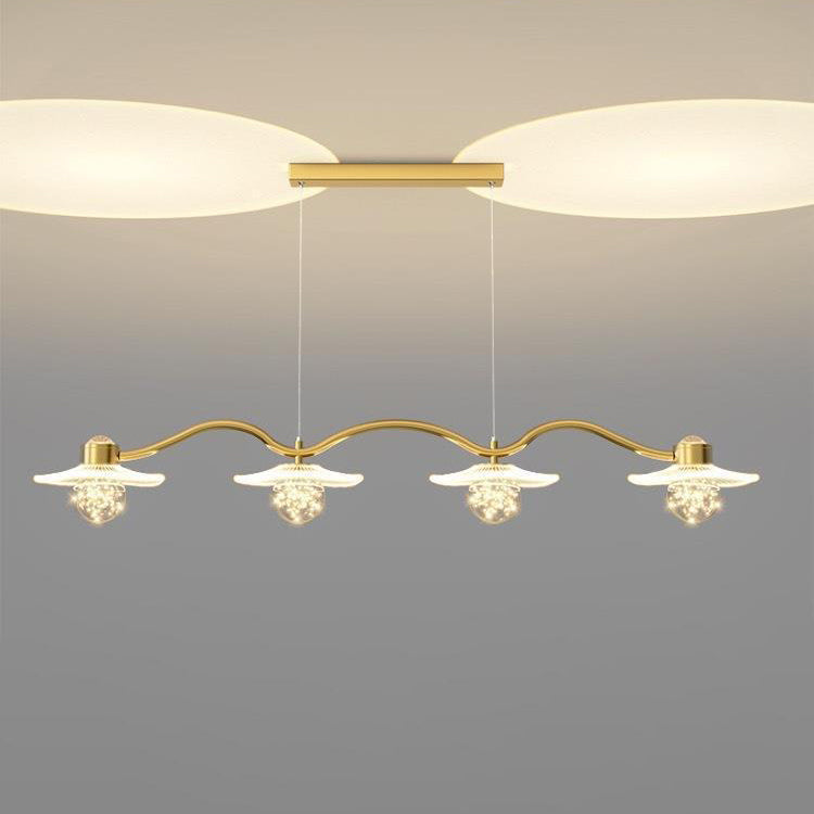 Modern Luxury Disc Starry Sky Hardware Acrylic Iron LED Chandelier Island Light For Dining Room