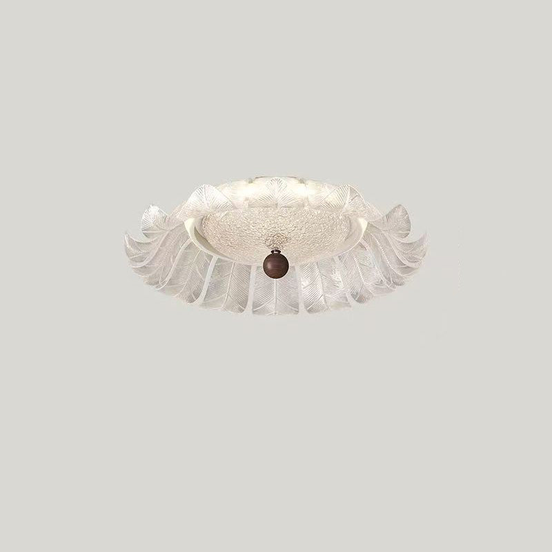 Traditional French Round Petal Iron Glass Acrylic LED Flush Mount Ceiling Light For Bedroom