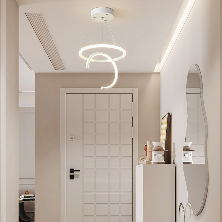 Modern Minimalist Round Semicircle Silicone Aluminum Iron LED Pendant Light For Hallways