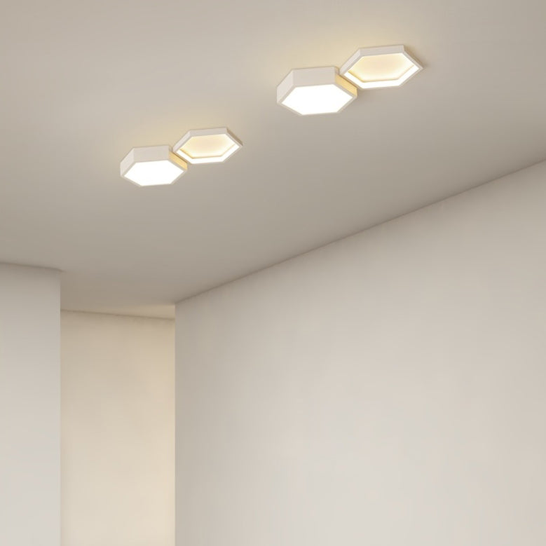Modern Minimalist Hexagon Silicone Acrylic Aluminum Iron LED Flush Mount Ceiling Light For Living Room