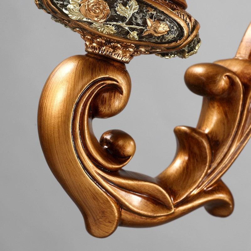 Traditional European Morning Glory Resin Glass 1 - Light Wall Sconce Lamp For Hallways