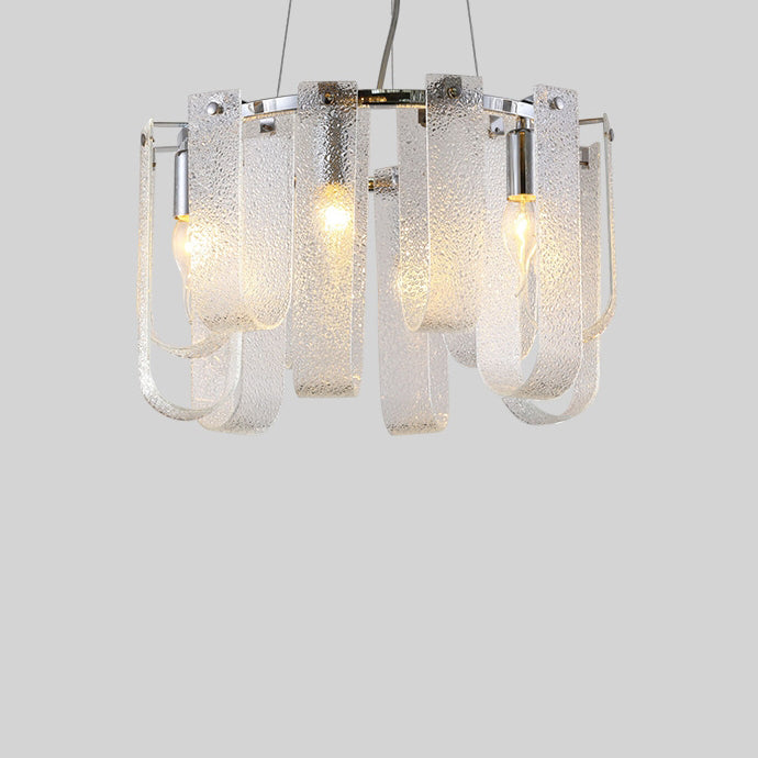 Modern Luxury Geometric Glass Strips Round Iron 6/8/10 - Light Chandelier For Living Room