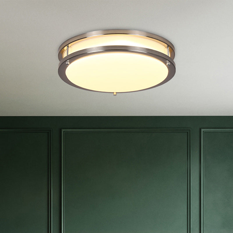 Contemporary Nordic Round Stainless Steel Acrylic Lampshade LED Flush Mount Ceiling Light For Living Room