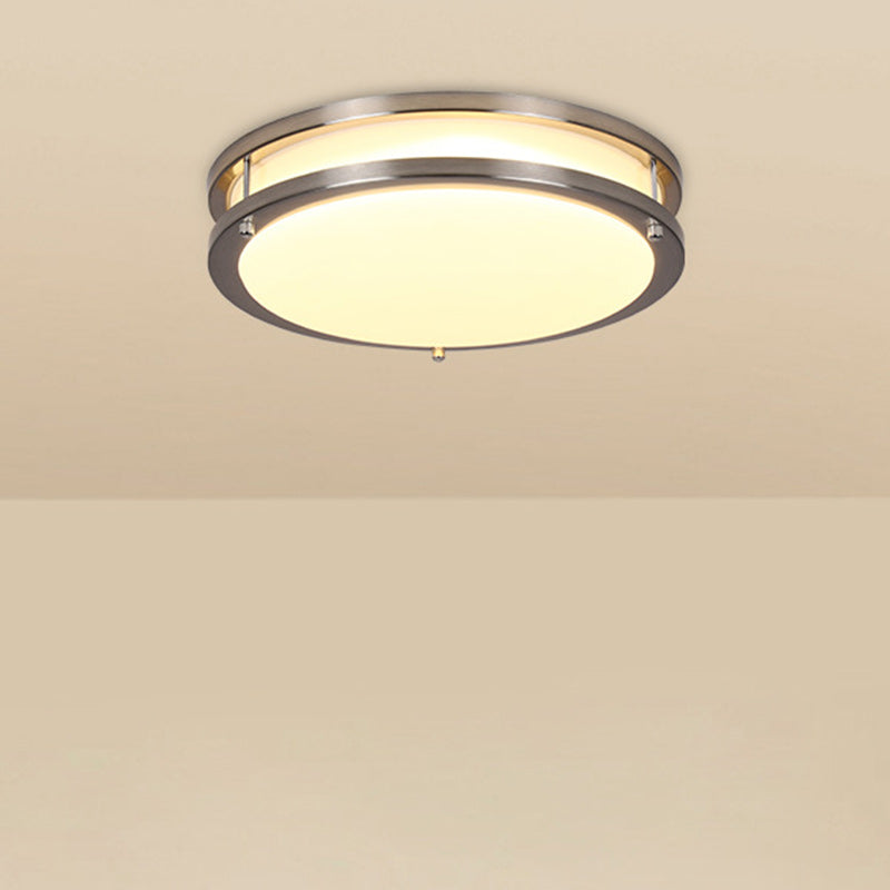 Contemporary Nordic Round Stainless Steel Acrylic Lampshade LED Flush Mount Ceiling Light For Living Room