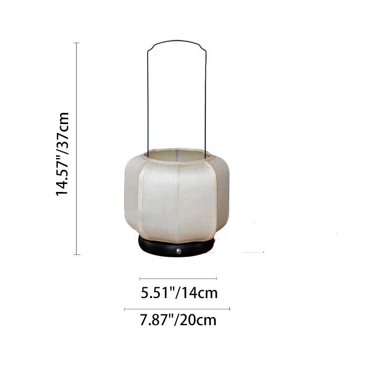 Traditional Chinese Iron Silk Fabric Lantern Shape LED Table Lamp For Bedroom