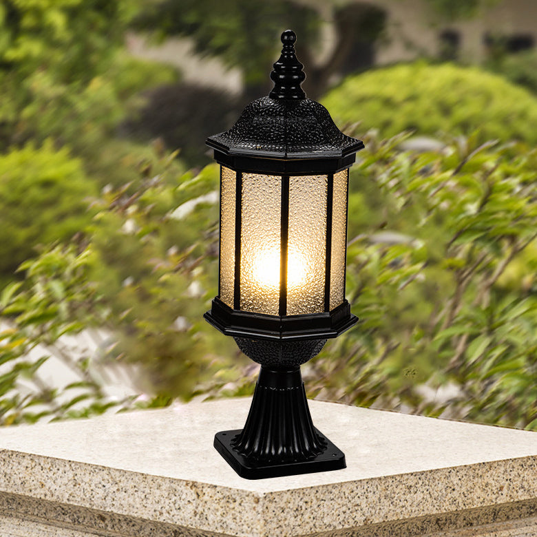 Traditional European Waterproof Aluminum Glass Columnar Shape 1-Light Outdoor Light For Garden