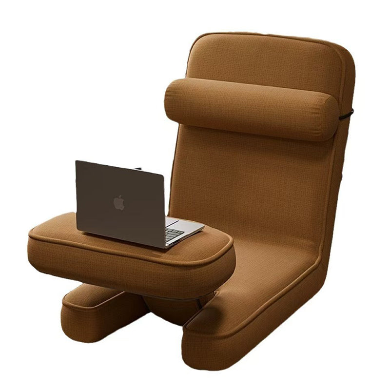 Modern Simplicity Cotton-Linen Square Lazy Sofa Tatami With Adjustable Backrest & Foldable Table For Bedroom & Bay Window