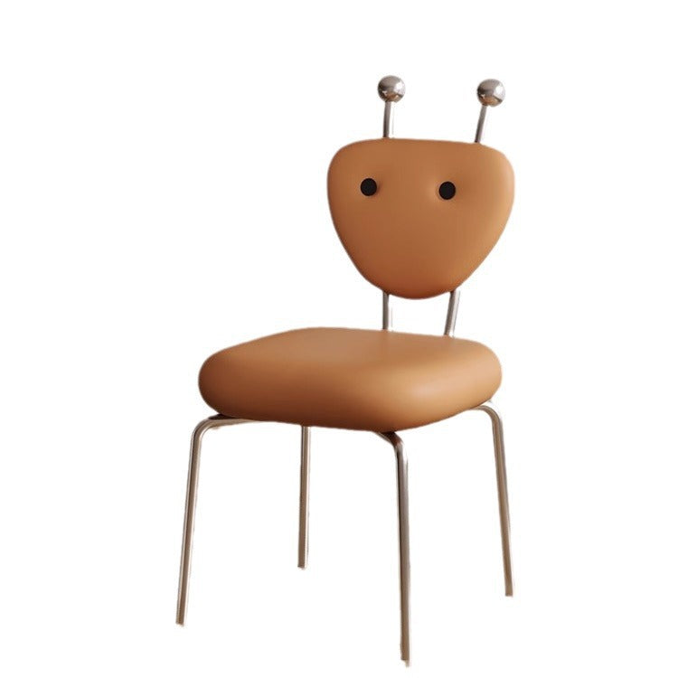 Contemporary Creative Leather & Lambswool Carbon Steel Stainless Steel Ant-Shaped Square Swivel Dining Chair Backrest For Dining Room