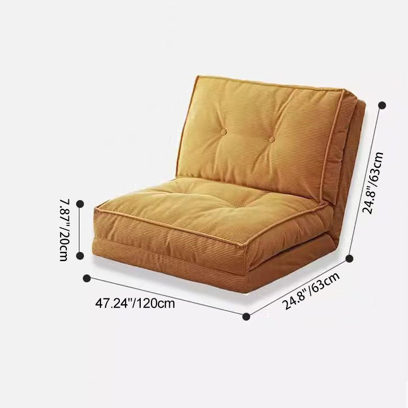Contemporary Scandinavian Corduroy & Cotton Iron Tofu-Style Foldable Lazy Sofa With Backrest For Living Room & Bedroom