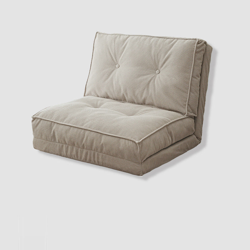 Contemporary Scandinavian Corduroy & Cotton Iron Tofu-Style Foldable Lazy Sofa With Backrest For Living Room & Bedroom