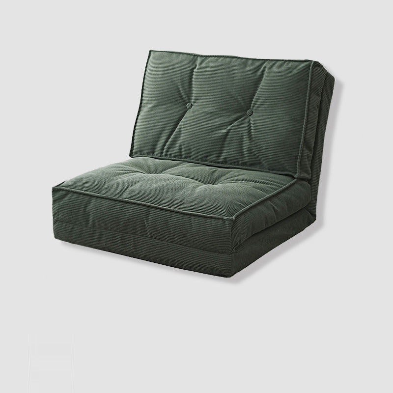 Contemporary Scandinavian Corduroy & Cotton Iron Tofu-Style Foldable Lazy Sofa With Backrest For Living Room & Bedroom