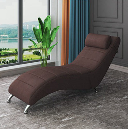 Modern Minimalist Waxed Leather Tech Fabric Wood & Metal Rectangular Recliner With Backrest For Living Room & Bedroom