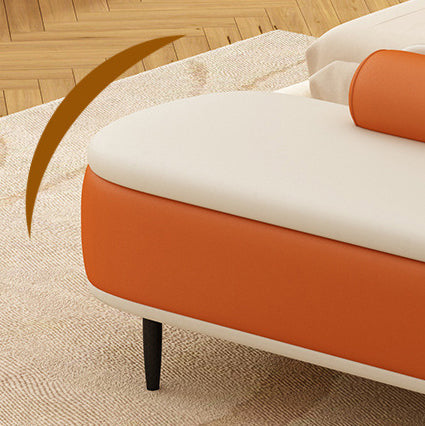 Contemporary Nordic Faux Leather Wood Carbon Steel Oval Storage Bench With Backrest For Bedroom & Entryway